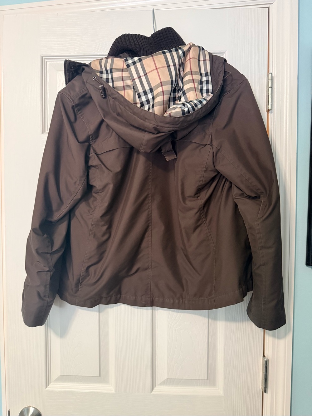 Burberry Dark Brown Hooded Jacket with Signature Check Lining - Picture 2 of 5